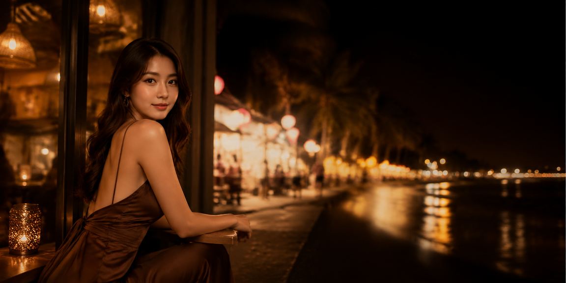 Người dùng Mũi Né xem trạng thái thanh toán VND trên điện thoại tại quán cà phê