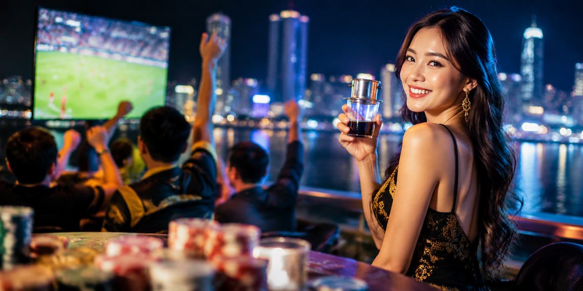 Người dùng Nha Trang xem tỷ lệ bóng đá trên điện thoại tại quán cà phê